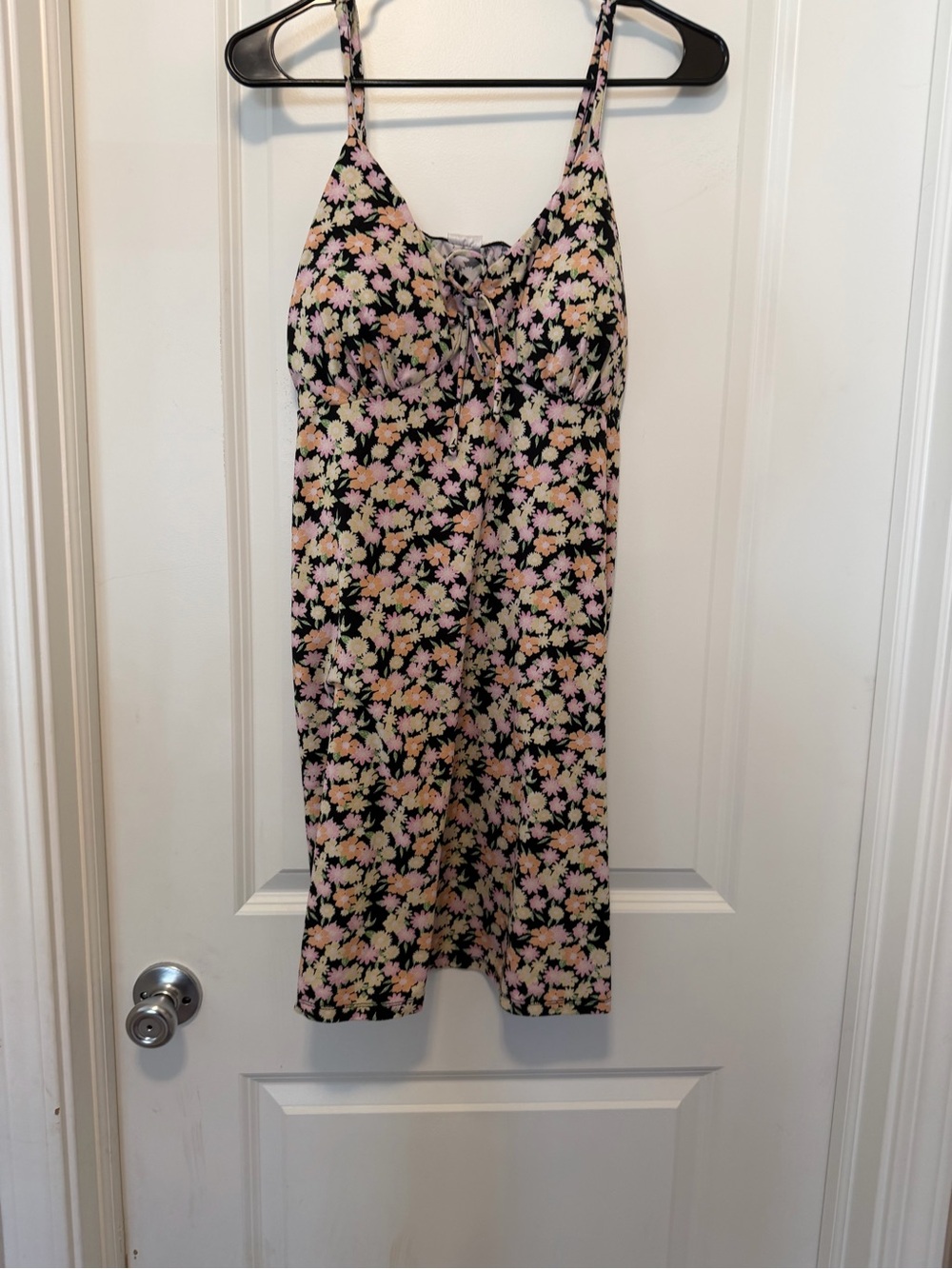 No Boundaries Black Floral One-Piece with Pink and Cream Flowers
